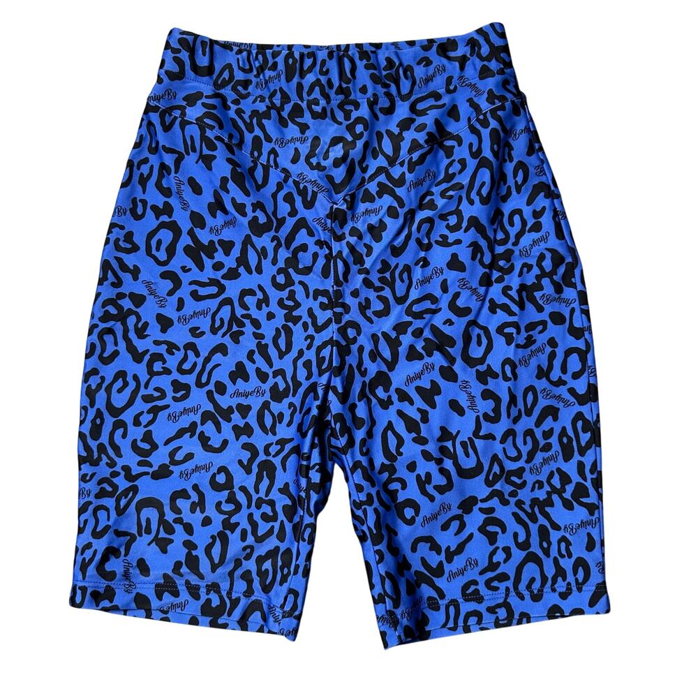 Aniye By Ciclista Leni Biker Shorts Blue Animal Print  NEW